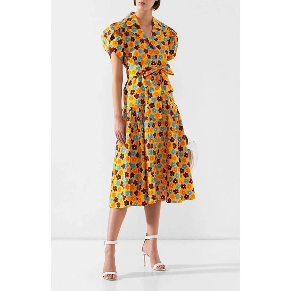 LHD Glades Dress Retro Yellow Floral - Picture 2 of 6